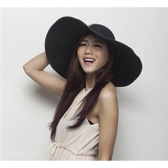 Women's Ridge Wide Floppy Brim Summer Beach SunHat Straw Cap Party Garden Travel - Picture 4 of 6